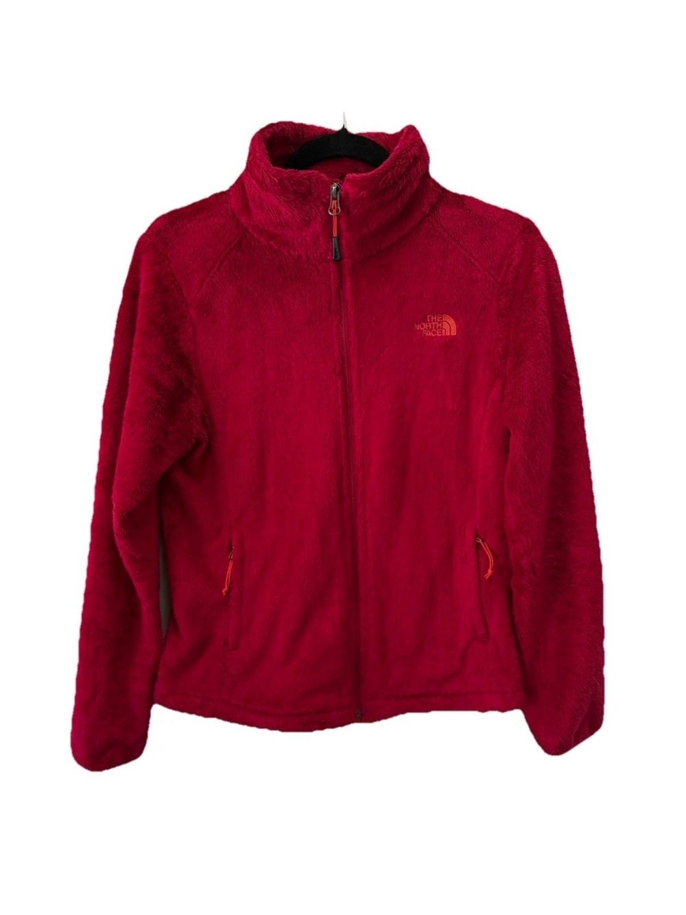 The North Face Womens Osito Fleece Jacket Full Zip Red Fuzzy Pile Plush XS
